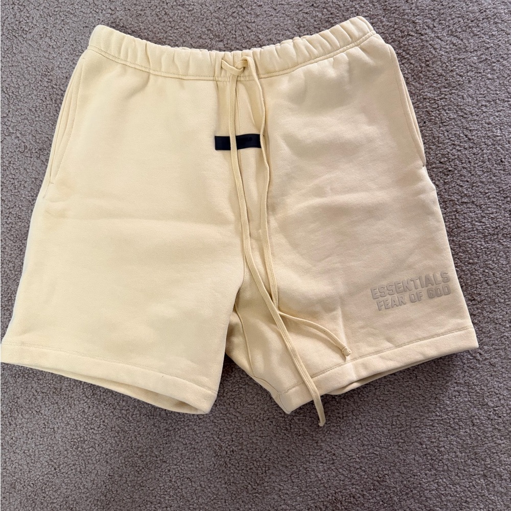 Fear of God Essentials Yellow Hoodie and Shorts Set - Picture 5 of 7